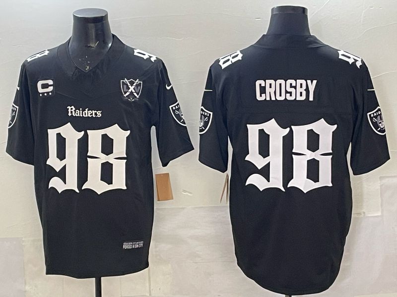 Men 2025 Oakland Raiders #98 Crosby black 7th generation Throwback Nike Limited NFL Jersey style 001